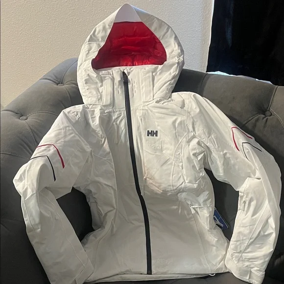 Helly Hansen White Jacket with Red Lining - Picture 1 of 3
